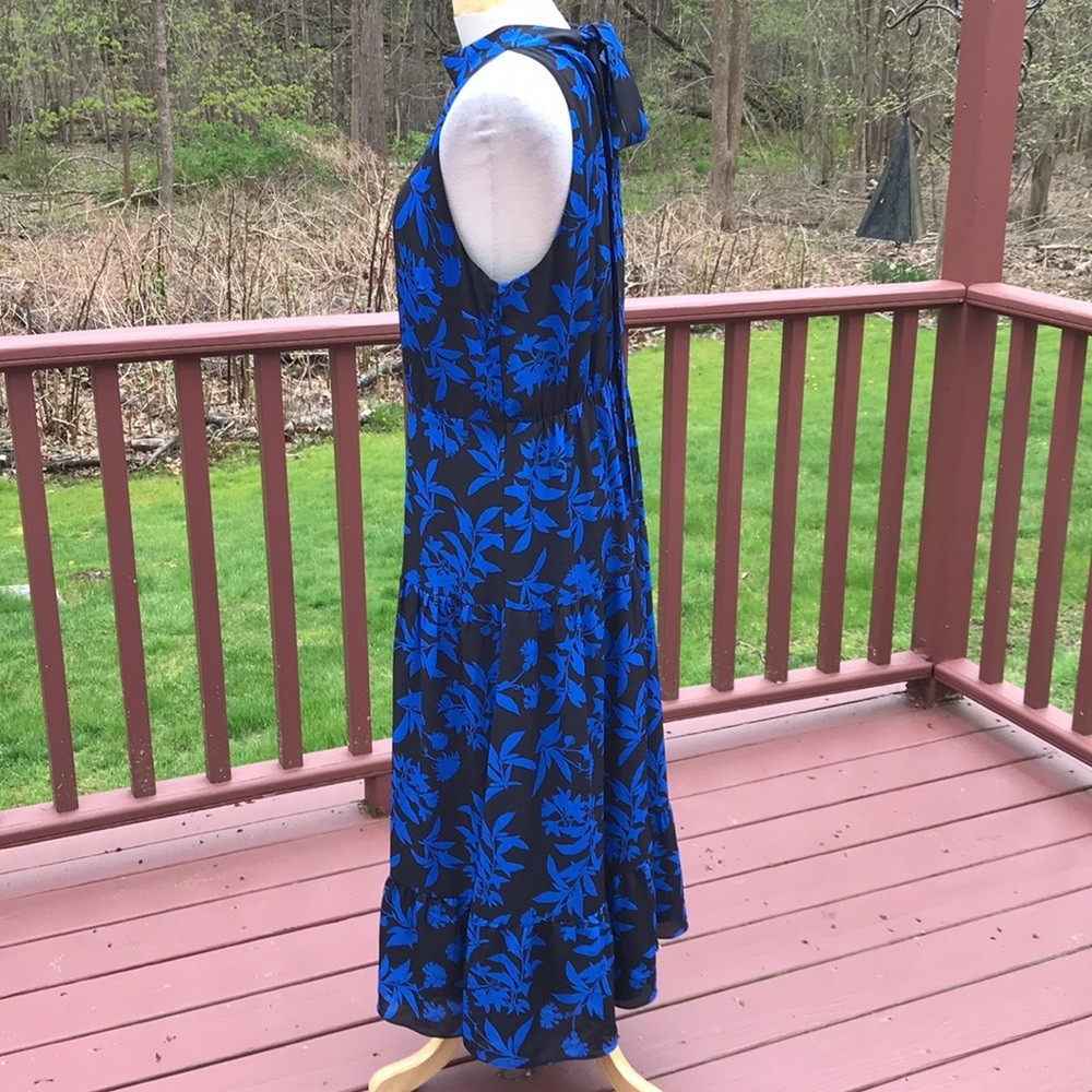 Sam Edelman Size 14 blue combo halter graphic botanic halter midi dress - Picture 4 of 11